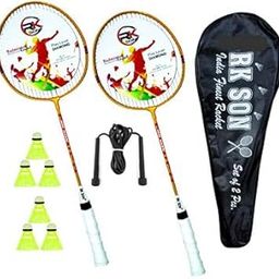 Badminton Rackets Set of 2 for Kids & Adults with 6 Piece Shuttles Steel Shaft Badminton Racquet Shuttlecock Combo Kit with Cover Bag & Skipping Rope-16