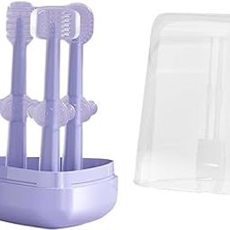 TPJ Mart Baby Toothbrush Set - 3 Pcs Silicone U-Shaped Brush & Tongue Cleaner with Travel Case (0-24 Months-image-88