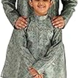 Men's & Boys Silk Printed Father Son Matching Ethnic Wear Kurta Pyjama Set (Combo) B-107-image-87