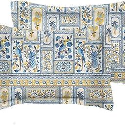 VAS COLLECTIONS Premium 160 TC Microfiber 3D Printed Pillow Covers | Regular Pillow Cases | 2 Piece Pillow Cover, (17 x 27 inches), Tealish Blue and Yellow-image-39