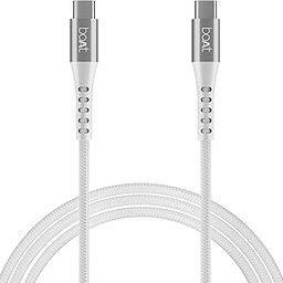 boAt Type-C C600 Tangle-Free, Sturdy Cable w/ 100W/5A Fast Charging & 10Gbps Data Transmission, 10000+ Bends Lifespan and Extended 1.5m Length,Compatible w/Xiaomi, Oneplus, Samsung, Vivo & Oppo(White)-image-1