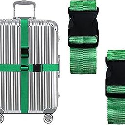 2 Pack Luggage Straps, Adjustable Suitcase Belts for Travel Accessories (Green)-24