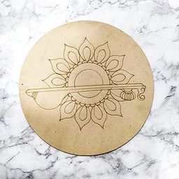 Aakar Creation’s VEENA MANDALA (10x10 Inch/3mm thick) Pre-Marked MDF base for - Art & Craft | DIY Projects | Lippan Art | Mirror work | Acrylic/Poster color Painting | Wood stains or Alcohol Inks | Rasin Art-image-12