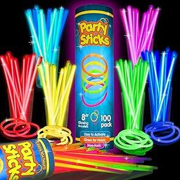 100 Count Bulk Assorted Glow Sticks in 5 Vibrant Shades (Pink, Green, Blue, Yellow, Orange), 8 Inches | Last 8 - 10 Hours | Safe, Non Toxic, Waterproof Bracelets Party Pack by PartySticks-25