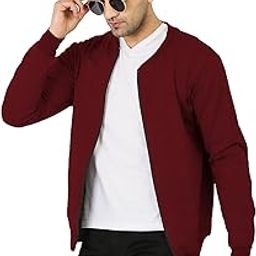CASUAL JACKET For Men's Loopknit Regular Fit Full Sleeve Zipper Bomber Jacket for men (Color: Black)-image-7