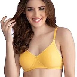clovia Women's Cotton Non-Padded Non-Wired Full Cup T-Shirt Bra in Yellow-picture-49