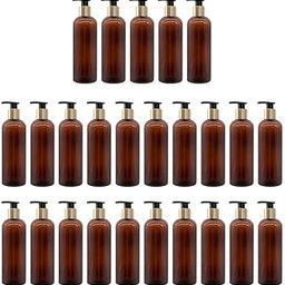 Empty Amber Plastic Bottles, Portable Clear Small Cyilender Shampoo, Lotion Pump Bottle, Soap Dispenser, Containers & Liquid 200ml (25 Pcs)-4