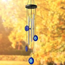 Tukku Collection Turkish Evil Eye Wind Chime – 27" Inch Blue Metal Hanging for Positive Energy & Protection – Home Decor for Balcony, Entrance, Living Room | Positive Energy Outdoor, Housewarming Gift-image-96