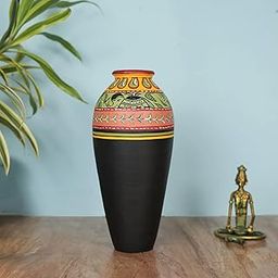 Artysta 'Madhubani Border 9 Inch Black Hand-Painted Terracotta Flower Vases, Terracotta Decorative for Home Earthen Flower Vase Pots for Home-image-60