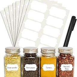 ROUSRIE Pack of 84 Reusable Waterproof White Same Shapes Mason Jars Labels Kitchen Pantry Spice Jars Glass Bottles – Best Stickers & Organizing Label with Black Marker-image-61
