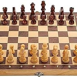 Wooden Folding Chess Board 13 Inch | Set for 2 Players | Handmade | Storage for Wooden Chess Pawns 32 Pieces| Indoor and Outdoor | Non-Magnetic Chess Board for Kids, Adults and Beginners-2