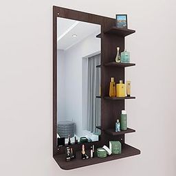 VIKI|Dressing Table with Mirror & Open Shelf,Dressing Table Organizer & Storage,Vanity Shelf,Bedroom,Makeup Furniture,Hallway 120Cms(H)*70Cms(W)|1 Year Warranty, DIY | Dark Wenge - Engineered Wood-11
