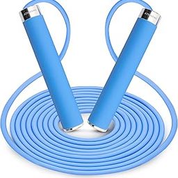 Athmonk Thick Skipping Rope For Men & Women - Jumping Rope For Exercise - Jump Ropes For Adults & Kids - Boxing Workout Gym - Anti-Slip Handle - Tangle Free 10ft Long Adjustable PVC Rope - Ice Blue-image-49