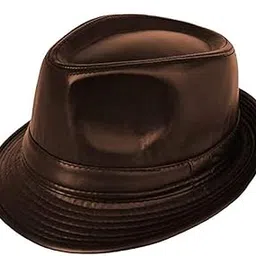 krystle Unisex Imported Cowboy Leather Fedora Hat Brown-picture-12