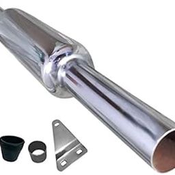 Dhe Best SR-52 Bike Bullet Short Bottle Mini Punjab Dholki Slim Pipe Empty Free Flow Exhaust Silencer Chrome with Zed Clamp Bush for RE Standard Bullet 350 Twin Spark-27