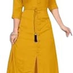 Kurti for Womens and Girls with Beautifull Design, 3/4 Sleeves Below Knee Kurti, Rayon SRV_30_Pink_2XL-image-64