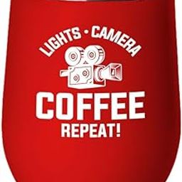 Filmmaker Red Edition Wine Tumbler 12oz - Lights camera coffee - Filmmaker Gifts Camera Lens Cut Prop Director Movie Film Scriptwriter-image-49