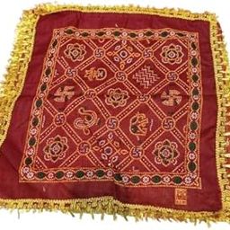 Traditional Embroidered Hanky/Napin/Hankerchief, Maroon with Gold Fringe, Decorative Square, Ethnic Pattern Size 15×15 Inch Pack of 20 pieces-image-13