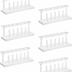 Bello Polypropylene Plastic Test Tube Reck with Drying Pins, 6 Tube, Set of 6 For School College Lab Laboratory-19