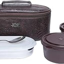 KOI TiffinPro Stainless Steel Lunch Box Set-Includes Insulated Bag, Stainless Steel Spoon, 2 Leakproof Containers & Oval Container (Brown Croko)-image-40