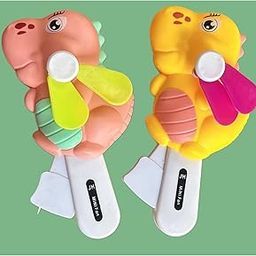 MSGH 2 pcs Hand Press Dinosaur Fan for Kids, Small Pocket Fan for Outdoor,Safe Mini Manual Fan, Portable Summer Fan, Fan Toy For Children - Multi Print/colour (pack of 2pcs)-4