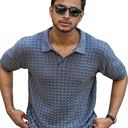 || Mens || Textured || Polo Neck || Half Sleeve || Cotton || T-Shirt-picture-50