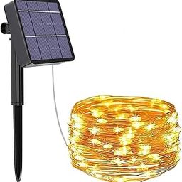 GIGAWATTS GW-501-200 Solar String Lights with 2V Panel 200 LED 8 Modes 800mAh Ni-MH Battery Decorative 22m Copper Rope Lighting for Indoor Outdoor Garden Patio Lawn Wedding (Pack of 1, Warm White)-31