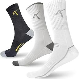 Pack of 3 - Multicoloured Sports Performance Cotton Cricket Socks Crew Length Training Match Coushioned Unisex One Size-image-18