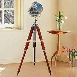ART N CRAFT Nautical Designer Floor Lamp Wooden Adjustable Brown Tripod Floor Lamp Nickel Finish Nautical Spot Light lamp W Wood Stand for Home Office Conner Lamp Decorative lamp-picture-18