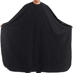 Nylon Waterproof Black Barber Apron with Adjustable Snap Closure for Hair Cutting Hair Styling Salon Cape (Size: 64x56 Inch, Pack of 1)-image-99