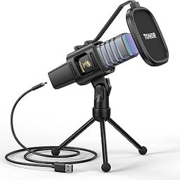 TONOR RGB USB Microphone, Cardioid Condenser Computer PC Mic with Tripod Stand, Pop Filter, Shock Mount for Gaming, Streaming, Podcasting, YouTube, Twitch, Compatible with Laptop Desktop,TC30 with RGB-0
