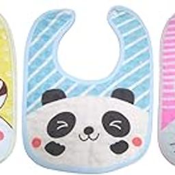 Lappu Baby Button Bibs/Apron Cute Multi Print|with Tich Button| Waterproof Bib Set (Pack Of 3)-28