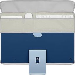 ELBME Computer Monitor Dust Cover for iMac 24”, PU Leather Protective Screen Dust Cover Sleeve with Rear Pocket Compatible with iMac 24 inch (24 inch, Grey)-image-4