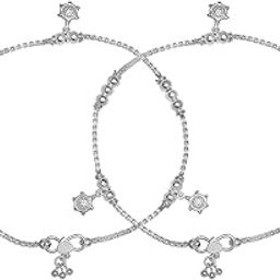 925 Sterling Silver Traditional Anklets for Women (Silver)-image-49