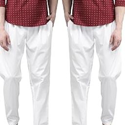 Men White Solid Pure Cotton Men's Pyjama (Pack of 2)_SDCBPJ155XS-25
