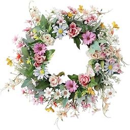 UJEAVETTE Daisy Wreath for Front Door Outdoor Garland for Window Porches Living Rooms-image-62