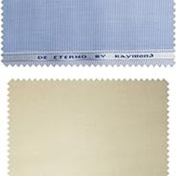 Raymond Trouser - Shirt Fabric Combo Box (Unstitched, All Weather Fabric) (BLUE SHIRT + KHAKHI PANT)-17