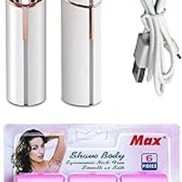 GUFFI Facial Epilator hair removal machine for women With 6 PCS RAZOR - face, chin, cheek, eyebrow, upper lip hair remover for women, usb rechargeable epilator machine for womenS (Multi Color)-image-4