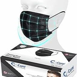 C-Cure® Dual SMS Nonwoven Fabric 3 Ply Disposable Surgical Face Mask with Nose Pin for Unisex | Multilayer Protective Use and Throw Mask | Black & White 2 Sided-picture-8