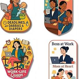 Regalocasila Working Mom Fridge Magnets Set of 4 – Inspirational Quotes for Moms Balancing Work & Home – Fridge, Almirah, Office Décor – Gift for Working Mothers by Regalo Casila-image-76