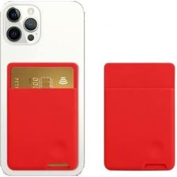 ClickCase Liquid Silicone Metro/Credit Card Holder for Back of Mobile or Case,Adhesive Sleeves Stick on Phone Back Wallet for All Smart Phones (Red)-91