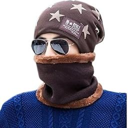 Fashionable Winter men cap and scarf set (IN, Alpha, Free Size, MEN, BROWN)-image-95