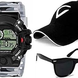 GFMN1306 Digital Black Dial Multicolor Strap Watch with Sunglasses and Cap for Boys (Combo of 3)(GFMN1306_bzr)-picture-16