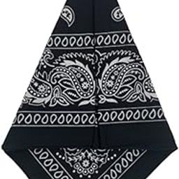 Purple Valley Unisex Cotton Printed Bandana/Head Wrap/Wristband/Face Cover/Handkerchief for Men and Women, 20 * 20cm(Black,Pack of 1)-image-4