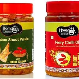 Homcook Bamboo Shoot Bhoot Jolokia & Bhut Jolokia Ghost Chilli Pickle Combo (240g Each)-image-5