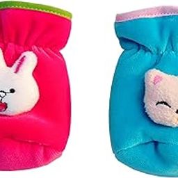 Pooja E Business Baby Feeding Bottle Covers in Soft Velvet with Attractive Teddy, for 125-150 ML Capacity, 0-2 Years, Pack of 2, Colour - SkyBlue & Pink.-image-42