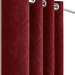 Alphapeak 90% Blackout | Door Curtain (Maroon, 7 Feet) (Pack of 2) | Royal Velvet Texture | Machine Washable | for Living Room, Bedroom-image-29