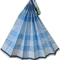 Bangladeshi Lungi for Men by Amanat Shah - Pure Cotton White Sky Blue Colour Check Design, Perfect for Everyday Wear, Comfortable and Stylish, Pack of 1-0