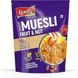 Kwality Muesli Fruit & Nut 75g | 72% Multi Grains | No Maida | Natural Source of Vitamin & Iron | High in Protein & Fiber | Low Fat & Cholesterol | Healthy Food & Breakfast Cereal-image-92