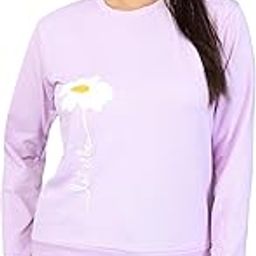 Full Sleeves Sweatshirt For Women's | Cotton Blend Round Neck Full Sleeves Sun Flower Printed Regular Sweatshirt (Xl, Levender), Lavender-image-71